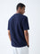ETA Navy Solid Relaxed-Fit Cotton T-Shirt