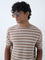 Ascot Brown Striped Relaxed-Fit Cotton T-Shirt