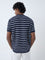 Ascot Navy Stripe Patterned Relaxed-Fit Cotton T-Shirt