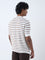 Ascot White Stripe Relaxed-Fit Cotton T-Shirt