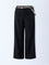 Bombay Paisley Black Solid Flared Pants with Belt