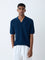 ETA Indigo Knit-Textured Relaxed-Fit Cotton Polo T-Shirt