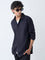 ETA Black Solid Relaxed-Fit Cotton Shirt