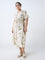 Gia Beige Floral Detailed A-Line Dress