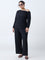 Gia Black Crinkle-Textured High-Rise Pants