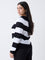 Gia Black Striped Knitted Top