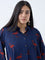 Diza Navy Flamingo Design A-Line Kurta