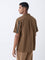 ETA Brown Embroidered Relaxed-Fit Cotton Shirt