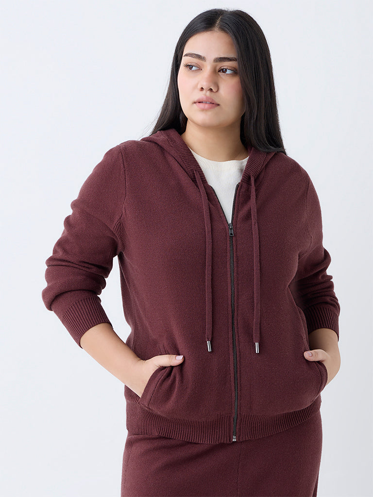 Gia Brown Knit-Textured Jacket