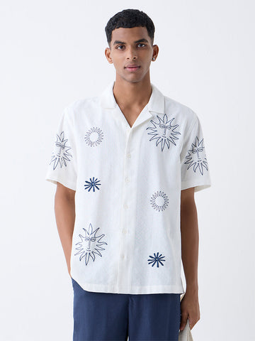ETA White Sun Detailed Relaxed-Fit Cotton Shirt