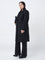 Gia Black Solid Trench Coat