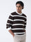 Ascot Dark Brown Striped Relaxed-Fit Cotton-Blend Sweater