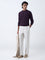 Ascot Wine Knit-Textured Relaxed-Fit Cotton-Blend Sweater
