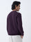 Ascot Wine Knit-Textured Relaxed-Fit Cotton-Blend Sweater