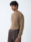 Ascot Taupe Knit-Textured Relaxed-Fit Cotton Sweater