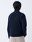 Ascot Navy Ribbed-Textured Relaxed-Fit Quarter-Zip Sweater