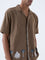 ETA Brown Embroidered Relaxed-Fit Cotton Shirt