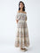 Bombay Paisley Off-White Foliage Cotton Off-Shoulder Dress