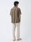 ETA Brown Embroidered Relaxed-Fit Cotton Shirt