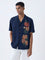 ETA Navy Floral Embroidered Relaxed-Fit Cotton Shirt