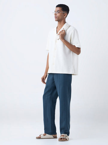 ETA Off-White Textured Relaxed-Fit Cotton-Blend Shirt