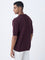 ETA Maroon Self-Striped Relaxed-Fit Cotton Polo T-Shirt