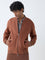 Ascot Rust Solid Relaxed-Fit Suede Jacket