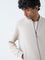 Ascot Off-White Solid Relaxed-Fit Suede Jacket