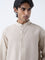 Ascot Beige Solid Relaxed-Fit Linen-Blend Shirt