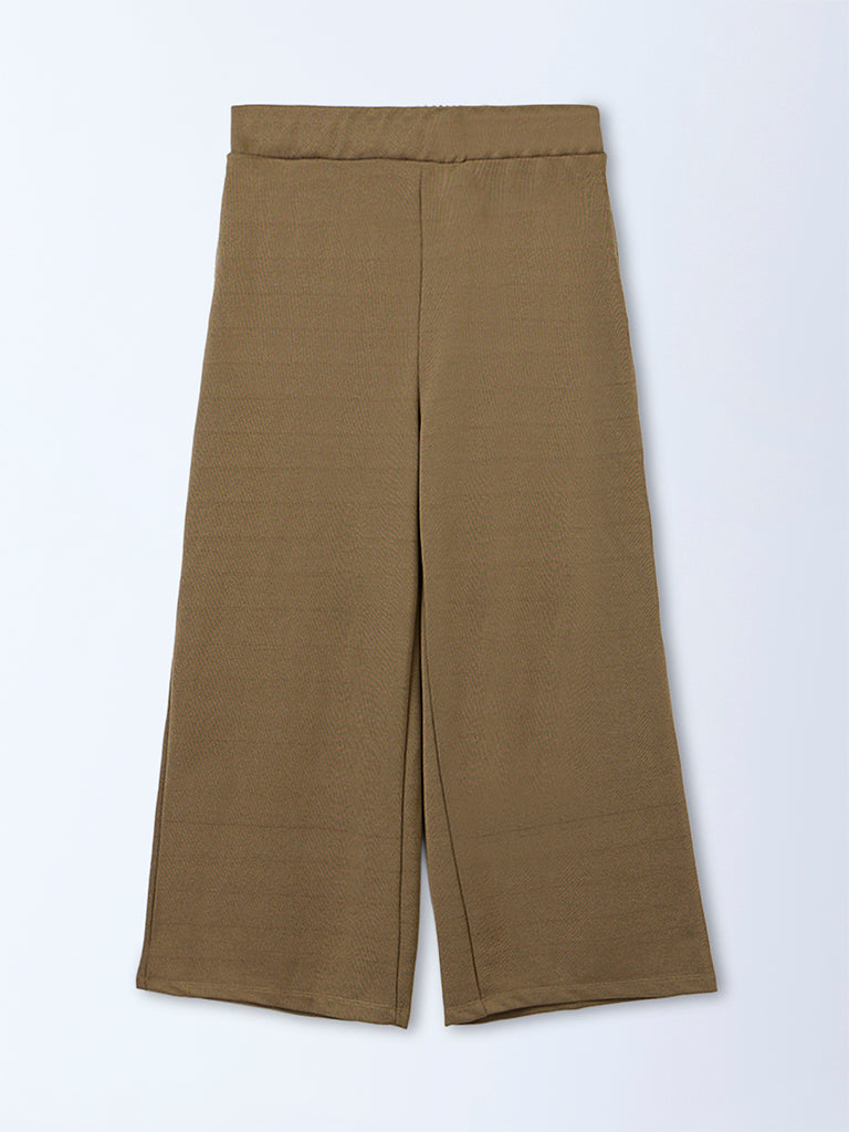 Gia Olive Textured High-Rise Pants