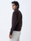 Ascot Dark Brown Textured Relaxed-Fit Quarter-Zip Sweater