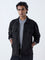 Ascot Black Solid Relaxed-Fit Suede Jacket