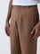 Ascot Khaki Solid Relaxed-Fit Mid-Rise Linen Trousers