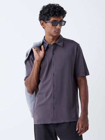 Ascot Charcoal Solid Relaxed-Fit Shirt