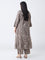 Diza Taupe Printed A-Line Kurta