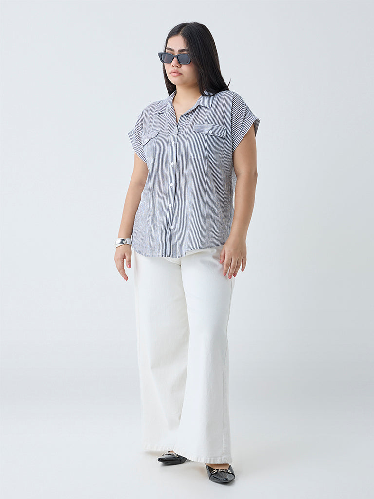 Gia Black Stripe Printed Cotton Shirt