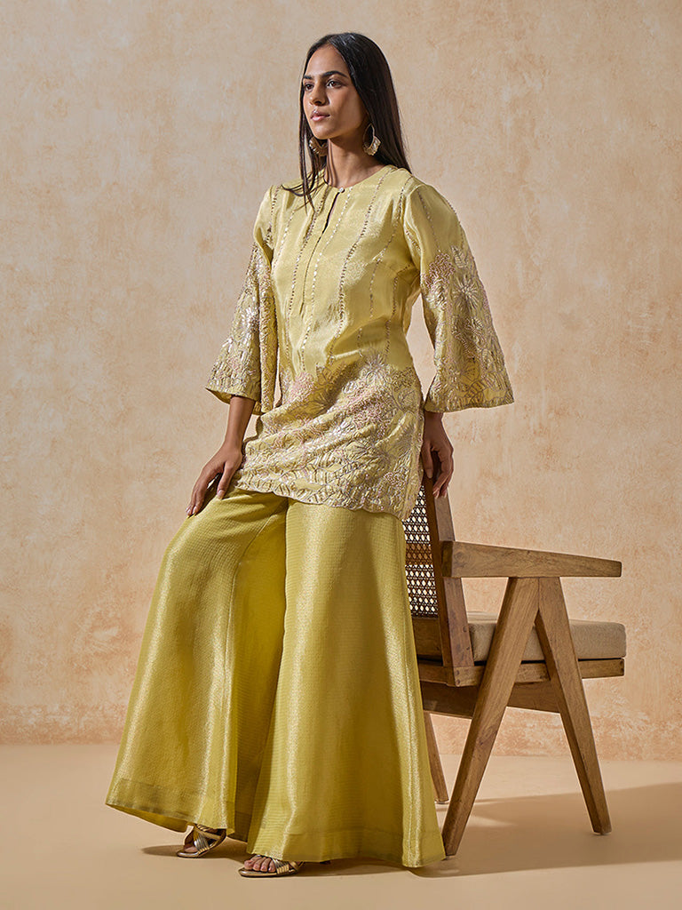 Embroidered Yellow Kurti