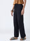 Bombay Paisley Black Solid Cotton-Blend Pants