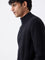 Ascot Black Relaxed Fit Cotton Three-Quarter Zip Sweater