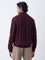 Ascot Wine Relaxed Fit Cotton Three-Quarter Zip Sweater