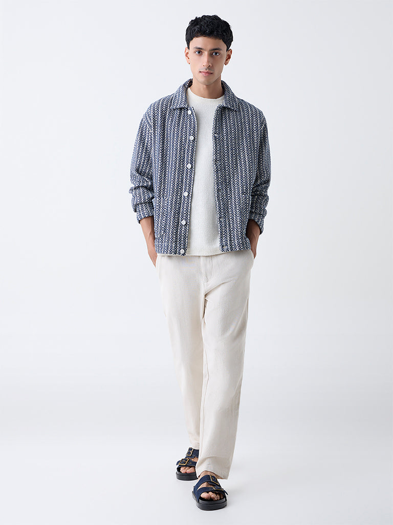 ETA Indigo Embroidered Relaxed-Fit Cotton Jacket