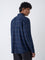 Ascot Navy Check Relaxed-Fit Cotton Shirt