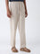 ETA Beige Pinstriped Relaxed-Fit Mid-Rise Cotton Trousers