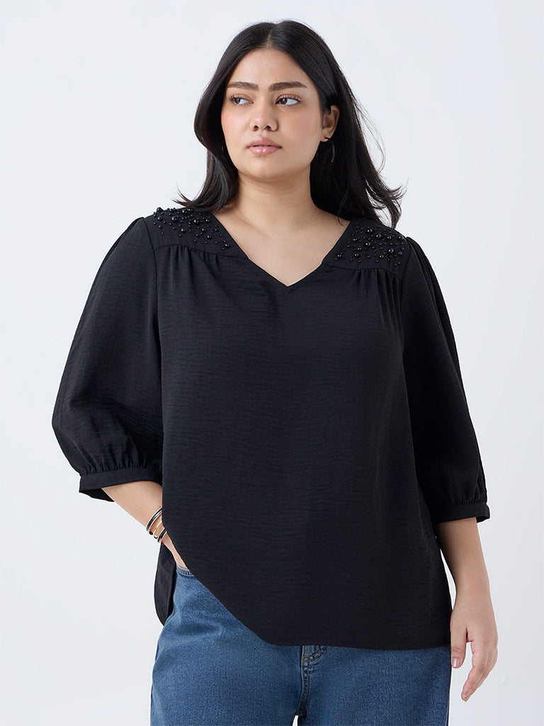 Gia Black Pearl-Detailed Blouse