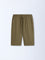 ETA Olive Solid Relaxed-Fit Mid-Rise Cotton-Blend Shorts