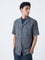 ETA Grey Floral Textured Relaxed-Fit Cotton-Blend Shirt