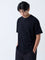 ETA Black Textured Relaxed-Fit Cotton-Blend T-Shirt
