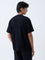 ETA Black Textured Relaxed-Fit Cotton-Blend T-Shirt