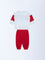 HOP Baby Red Colour-Blocked Cotton Sweatshirt and Joggers Set