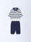 HOP Baby Navy Striped Cotton Sweatshirt with Joggers Set